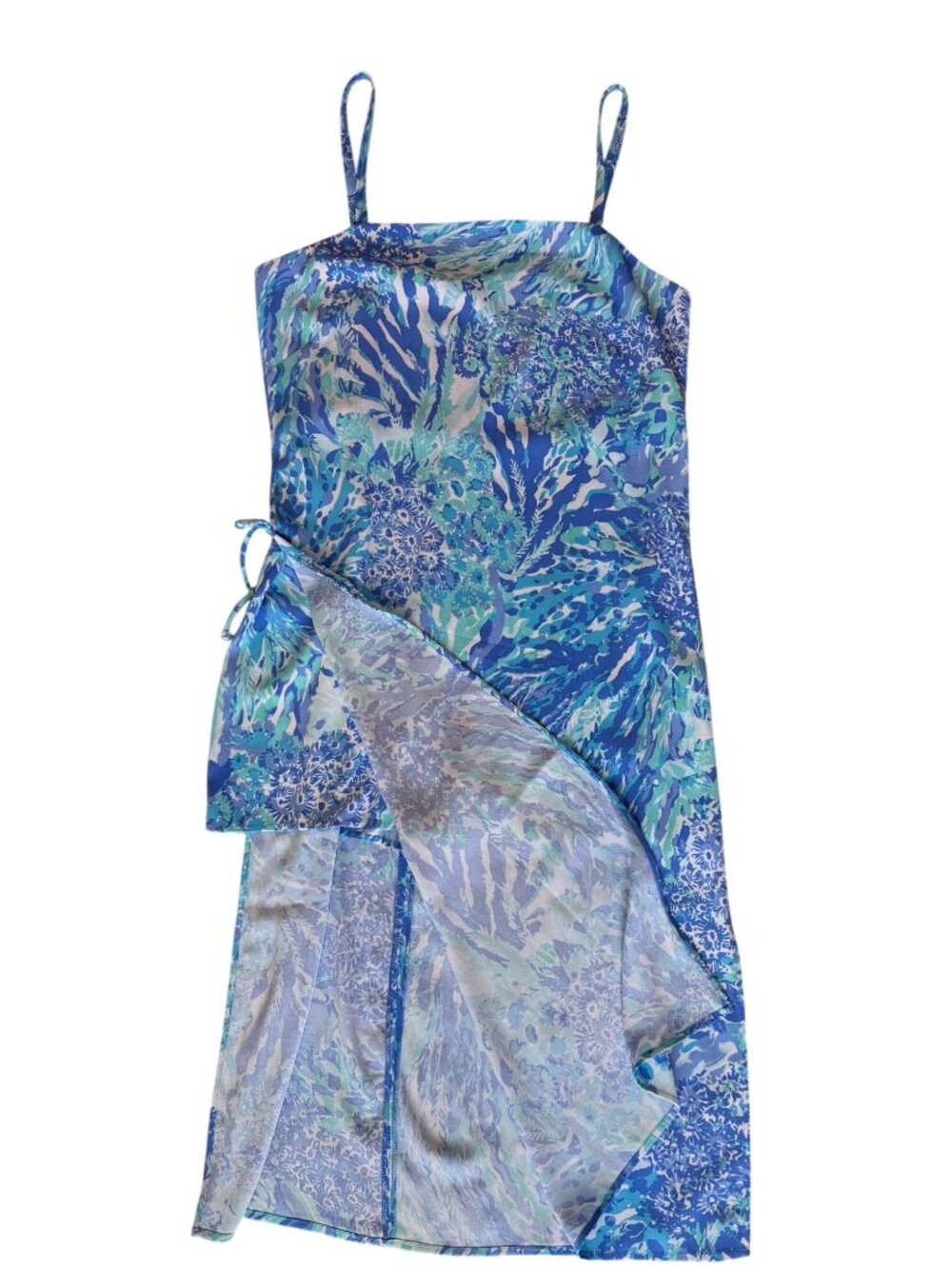 Lilly Pulitzer Dress Size 12 Laken Romper Side Slit Built in Shorts Blue